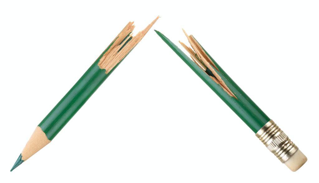 Broken green pencil